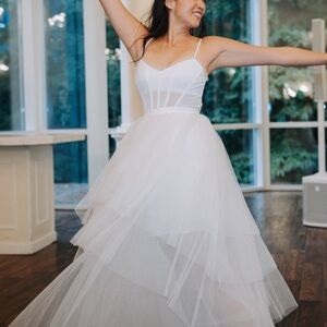 BCBGMAXAZRIA Katherine Tulle Gown Wedding Bridal Engagement Prom